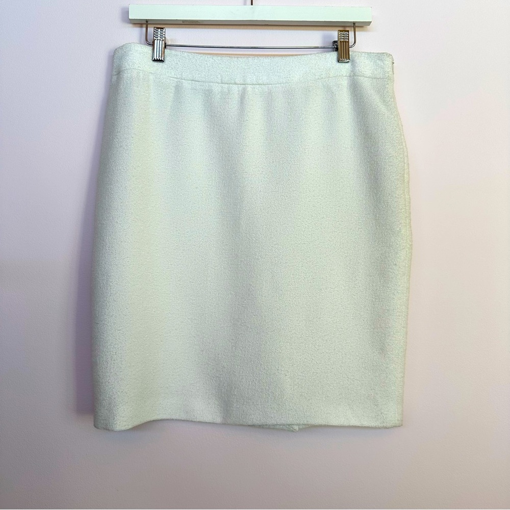 Moschino Textured Knee Length Straight White Skirt, 10